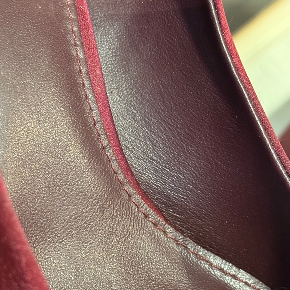 Tory Burch Burgundy Velvet Pointed-Toe Bow Heels - Picture 7 of 8